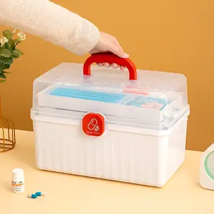 Kunststoff Aufbewahrung sbox Medizin Box Organizer 3 Schichten Multifunktion ale tragbare Medizin schrank Familie Notfall Kit Tool Box