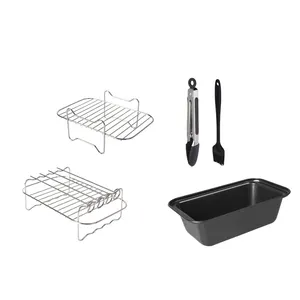Dual Basket Air Fryer Accessories Set With Cake Pizza Pan , Rack