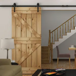 Top Seller Oak Wood Main Door Designs Barn Door For Bathroom Interior Wooden Barn Doors