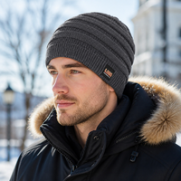 Bonnet d'hiver en tricot jacquard personnalisé pour homme avec logo, motif géométrique, en acrylique, pour l'extérieur par temps froid, vente en gros usine