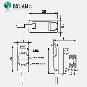 <span class=keywords><strong>Sensor</strong></span> optik tahan air 20M, jangkauan penginderaan melalui sinar, <span class=keywords><strong>Sensor</strong></span> saklar fotolistrik 10-30VDC NPN atau PNP Output - Product Image 3