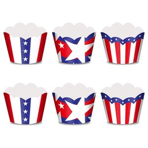 Happy 4th of July America Flag Pattern Cupcake Box Independence Day Festival Party <b>Decoration</b> <b>Supplies</b> <b>Cake</b> Topper Wholesale - Product Image 1