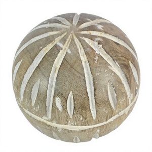Boule décorative Accent Décoration de maison et de jardin Objet boule en bois Accent décoratif melon musqué Design - Product Image 1