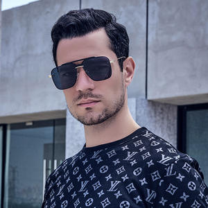 Lunettes de soleil personnalisées sans monture à bords chanfreinés pour hommes, monture carrée, protection UV400, verres PC, style Instagram, pour la conduite en extérieur - Product Image 3