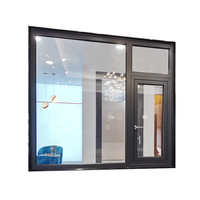 Fenêtres à battants modernes en aluminium de série 50 avec double vitrage trempé, cadre en aluminium à 90 degrés, finition peinte en poudre au design graphique