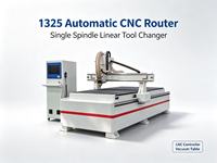 Máquina CNC Router ATC Lineal de un Solo Husillo 1325 con Mesa de Adsorción al Vacío para Producción de Puertas de Armarios y Muebles