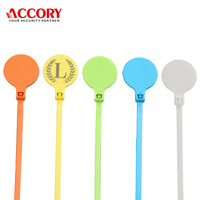 Étiquette de couleur personnalisée, attache-câble en nylon, identification, fermeture éclair, étiquette de câble, longueur de 100mm, attaches de câble avec étiquettes rondes