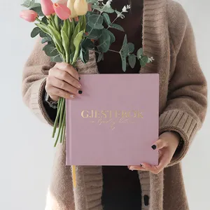 Самый популярный логотип на заказ девичьи розовые свадебные гостевые книги с лентой