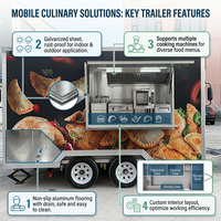 Food Truck Mobile Cuisine Entièrement Équipé de 350 cm Personnalisé, Chariot à Snacks Entièrement Équipé, Remorque Alimentaire pour Entreprise