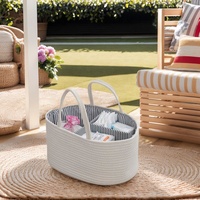 Panier de rangement pour couches en coton tressé rond pliable moderne avec poignées, design lettres pour bébé