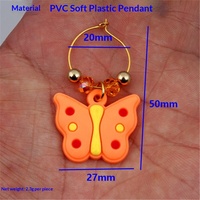 Pendentif décoratif style punk papillon pour verre à vin rouge, identificateur de gobelet pour dîner et fête, ornement suspendu en PVC souple, plastique et caoutchouc, DIY