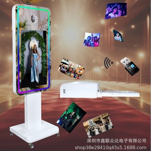 Expédition depuis l'entrepôt des États-Unis et d'Europe, borne <span class=keywords><strong>photo</strong></span> interactive avec écran tactile LCD <span class=keywords><strong>de</strong></span> 21,5 pouces, appareil <span class=keywords><strong>photo</strong></span> reflex numérique, miroir selfie, métal, verre trempé, fête - Product Image 4