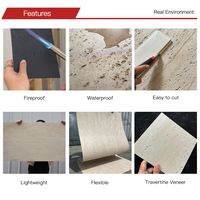 Revêtement mural flexible en pierre naturelle de travertin durable, panneau de revêtement souple artificiel MCM