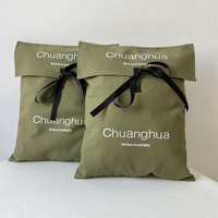 Sac à poussière en coton naturel écologique avec rabat pour vêtements, sac d'emballage personnalisé avec logo imprimé pour chaussures, robes, oreillers, sac enveloppe en lin avec nœud