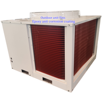 Unité de traitement d'air compacte DX à bobine de refroidissement par air, capacité de refroidissement de 5, 6, 8 tonnes, avec réfrigérant R410a et unité extérieure de pompe à chaleur refroidie par air