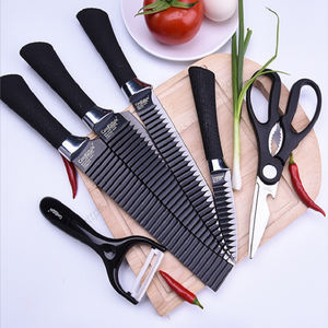 Ensemble de couteaux de cuisine T232 en acier inoxydable, lames antiadhésives, trancheur à pain, couteau utilitaire Santoku, 6 pièces, couteau de chef - Product Image 3