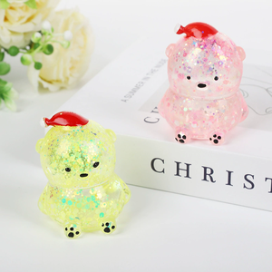 Christmas <b>Bear</b> Maltose Squishy Toy <b>Cute</b> Glitter Slow Rebound Fidget Doll for Stress Relief and Holiday Party Favors - Product Image 3