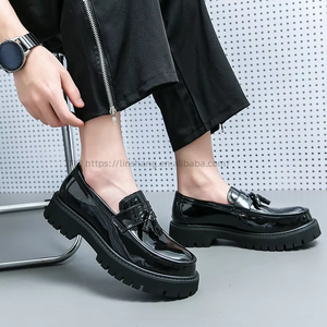 New Men's Low-Top Thick-Soled <b>Height</b>-<b>Increasing</b> Leather <b>Shoes</b> Korean Style Contrasting Color Tassel Fashion Young Men's <b>Shoes</b> - Product Image 4
