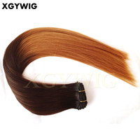 Extensions de cheveux humains Double Drawn, lisses et soyeux, 100% vierges péruviennes, couleur miel blond 1B/27, ombré bicolore