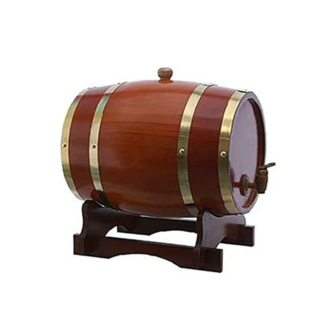 Fusto in legno di quercia verniciato marrone da 1.5-3 litri con cerchi in ottone e distributore di rubinetti per barili di whisky birra vino Rum Tequila Bourbon barili