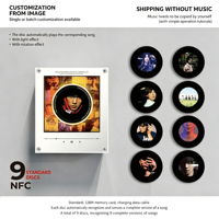 Lecteur de musique NFC rechargeable avec aimant, art d'album personnalisé, lumière LED rotative, mémoire 128 Mo pour la décoration intérieure