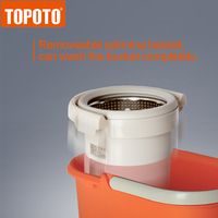 Ensemble serpillière rotative 360° Magic avec seau, roues, poignée en acier inoxydable durable et écologique, 2 têtes de serpillière en microfibre à quatre faces