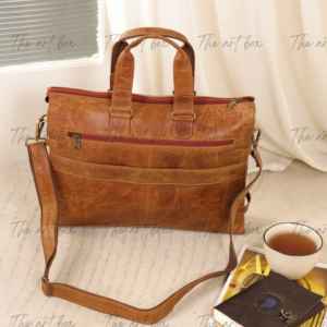 Maletines de Cuero Genuino de Grano Completo, Bolsos de Cuero Hechos a Mano para Portátil para Hombre, Bolsos de Cuero de Búfalo de Diseño Personalizado al Precio Más Bajo - Product Image 1