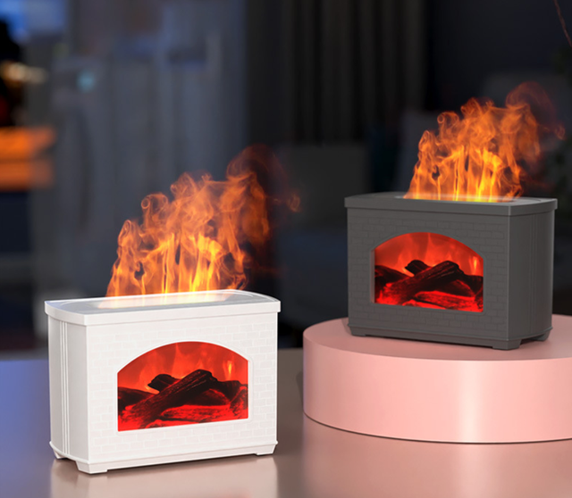 Innovative Products 2024 Hot Sale Home Decor Fireplace Humidifiers 7-Color Flame Oil Essential Aroma Diffuser With Remote