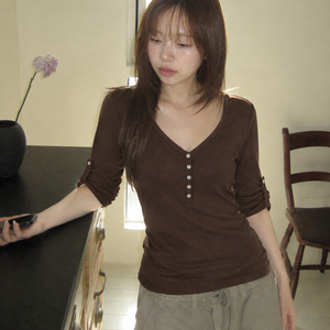 <b>Womens</b> Casual Solid Color Logo Knitted <b>Henley</b> Shirt Slim Fit Button Front Long Sleeve Basic Everyday <b>Top</b> Versatile Streetwear - Product Image 4
