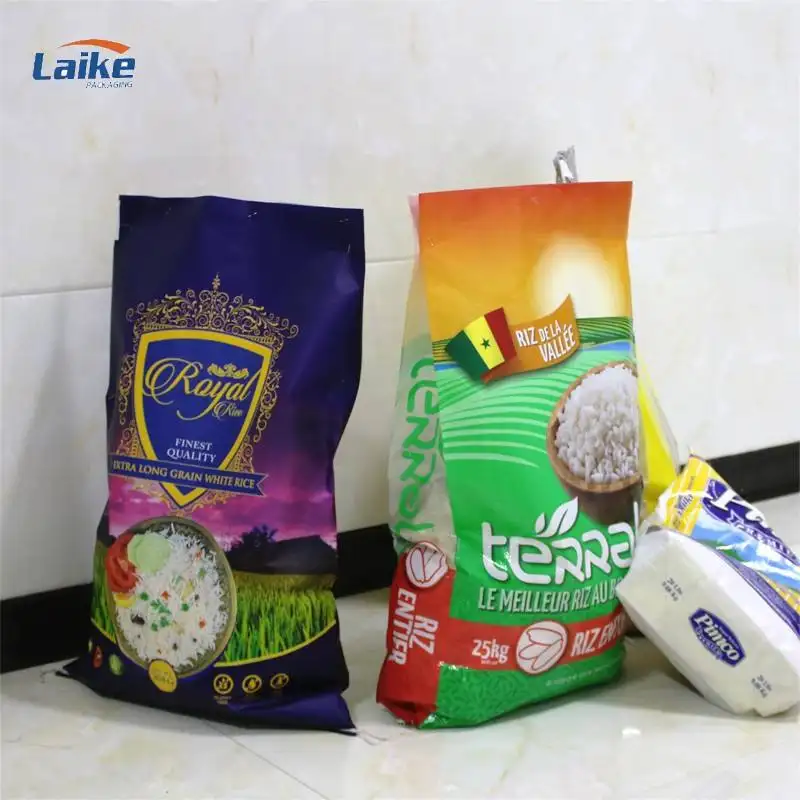 Saco plástico para arroz Bopp personalizado laminado 5Kg 20Kg 50Kg tamanho Pp tecido saco de arroz