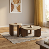 Table basse minimaliste en travertin, design traditionnel pour petits espaces, meuble de salon durable