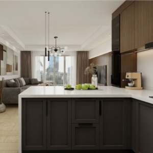 Armoire de rangement de cuisine moderne modulaire en bois avec porte shaker - Product Image 2