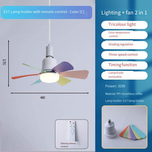 Hiện đại E27 mini LED Quạt Trần Đèn cho sử dụng trong nhà 3 màu mờ & điều khiển từ xa cho phòng ngủ phòng ăn & phòng khách - Product Image 6