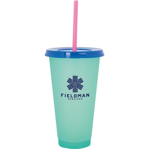 Bicchieri in Plastica Riutilizzabili da 24 oz con Cambio Colore, Coperchio e Cannuccia, Economici all'Ingrosso - Product Image 3