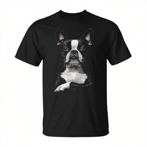 T-shirt Boston Terrier Dog noir unisexe taille adulte moyenne - Product Image 2