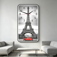 Décoration intérieure, peinture sur toile abstraite, bus, voiture, rue de Londres, Tour Eiffel, lumière LED, impressions sur toile blanche, art mural moderne, images d'horloge