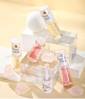 Gloss à lèvres hydratant à base de miel, brillant à lèvres nacré blanc, paillettes transparentes, gros pinceau