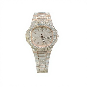 Relojes Hiphop de Acero Inoxidable con Movimiento Automático, Esfera de Cristal Moissanite Totalmente Cubierta de Diamantes VVS, Resistentes al Agua hasta 10 Bares, para Hombre - Product Image 1