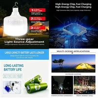 Ampoule LED rechargeable DC avec télécommande USB, super lumineuse, pour jardin, marché nocturne, maison, panne de courant, éclairage d'urgence