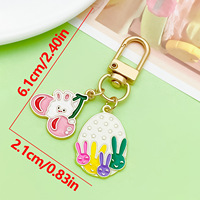 Porte-clés en alliage Lapin et Œuf de Pâques, finition émaillée, avec pendentif Panier de fleurs et carotte, breloque de sac, petit cadeau de Pâques