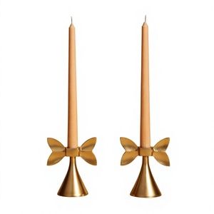 Golden <b>Bow</b> Candle <b>Holder</b> Metal Taper Candle Stand Decorative Candlestick <b>Holder</b> for Home Decor Dining Table Wedding - Product Image 1