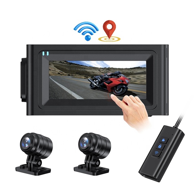LCC523 3.16'' Touch Screen Motorcycle Driving Recorder Motorcycle Dash Cam Dual 1080 Lens WiFi Recording Motorcycle Recorder