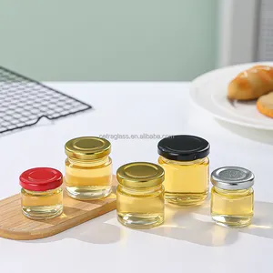 ใหม่งานแต่งงานโปรดปรานมินิ 25g 35g 50g กระบอกรังนกขวด Bee น้ําผึ้งแก้ว Honey แก้ว Jar พร้อมฝาปิดโลหะ