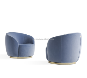 Chaise simple italienne légère en tissu de luxe pour villa ensemble de canapés de salon et de décoration d'intérieur meubles fauteuils en velours bleu de haute qualité - Product Image 1