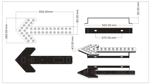 Luce Stroboscopica a Doppia Freccia LED Gialla Impermeabile IP56 in Alluminio e Plastica con Alimentazione <span class=keywords><strong>Solare</strong></span>/DC 20W Durata 7-10 Anni - Product Image 6