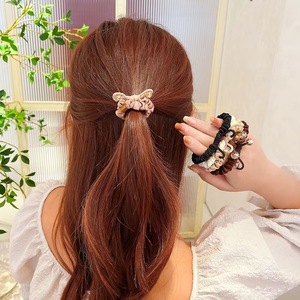 Élastique à cheveux en tissu plissé tressé style coréen avec cristaux pour femme, accessoire décontracté pour chignon, couleurs mélangées - Product Image 4