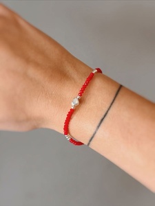 <b>Red</b> Natural Gemstone Faceted Round Beads <b>Bracelet</b> with Evils Eyes Bead Natural Stone <b>Bracelet</b> Fashion Jewelry for Women Gifts - Product Image 5
