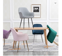 Fauteuil en velours rose de qualité supérieure Chaise De Comedor Chaise de cuisine Salle à manger Chaise de salle à manger bleue avec pieds dorés
