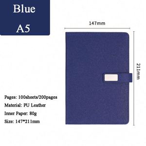 Juego de Regalo de Cuaderno A5 Personalizable de Tapa Dura de Cuero Azul Promocional al por Mayor con Bolígrafo, 100 Hojas, Logotipo Personalizado - Product Image 2