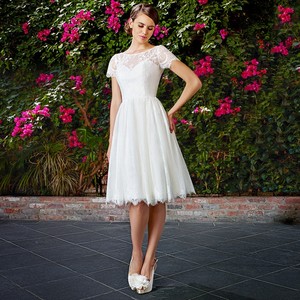 casual dresses for moms Chic Short White A-line Spaghetti Straps Lace Corset Wedding Dress –  misshow.com